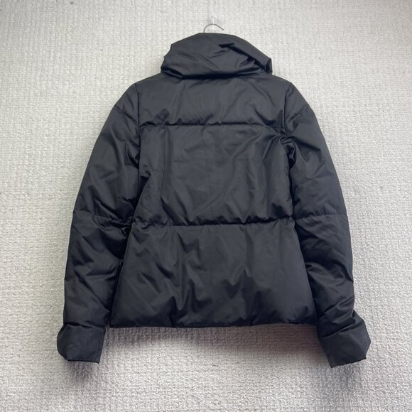 Lacoste Quilted Down Puffer Coat Snap Women's Size 38 Black Convertible Collar - Picture 12 of 15